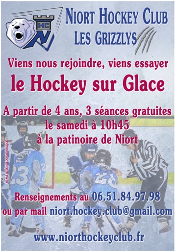 Inscription, hockey sur glace Niort, 3 séances gratuites